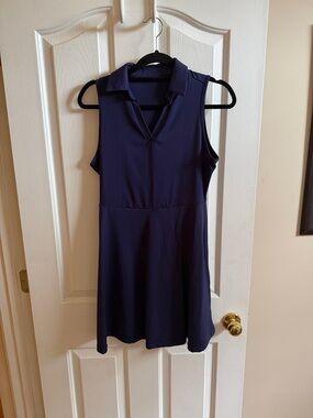 🌸 Sleeveless Navy Polo Dress - Classic V-Neck